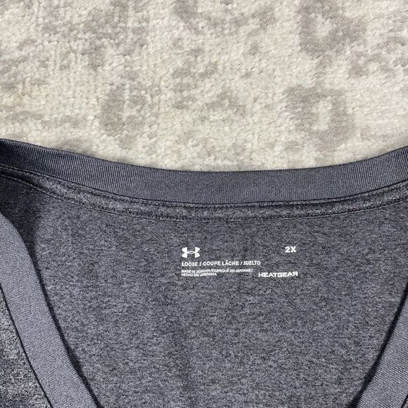 Under Armour Tee HeatGear Women’s V-Neck T-Shirt Gray Loose Size Plus 2X - Picture 4 of 5